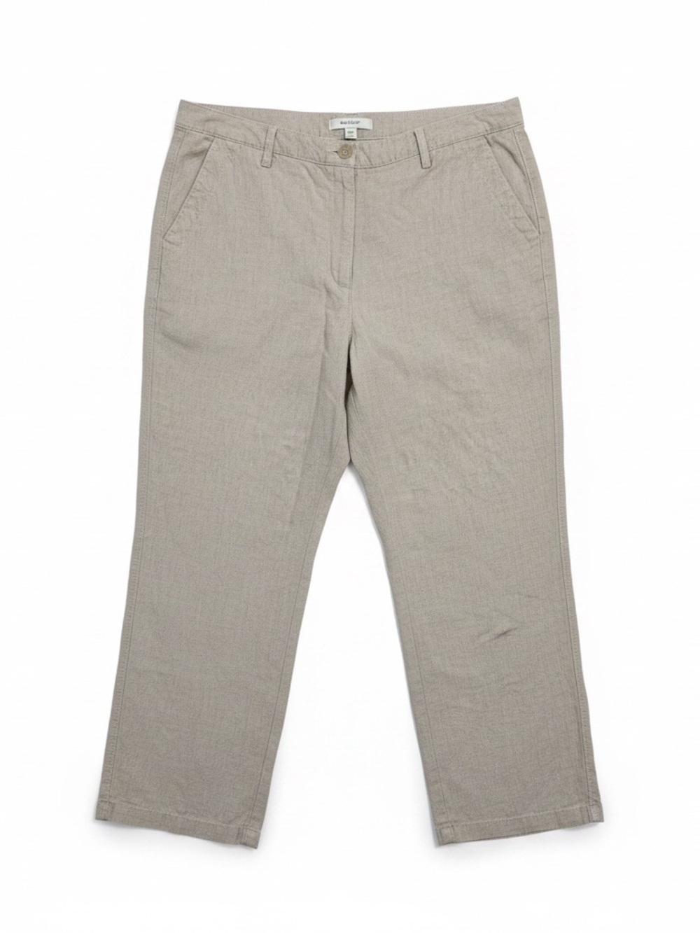 Neutral Linen Cropped Pants - Light Beige